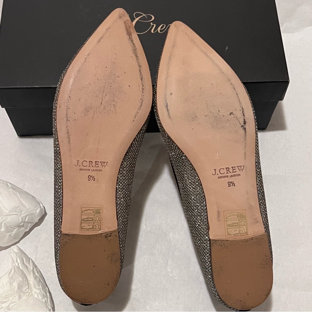 J. Crew Gemma Glitter Flats Metallic Gold Silver Size 9.5 - Picture 8 of 11